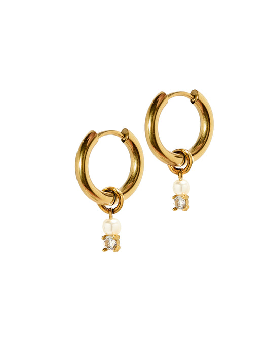 Huggie Charm Earrings - Jo Gold