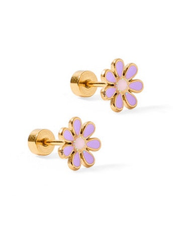 Screwback Stud Earrings - Elsie Purple