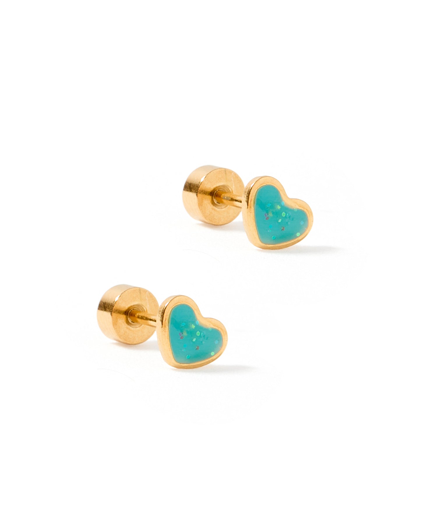 Screwback Stud - Nora Heart - Teal