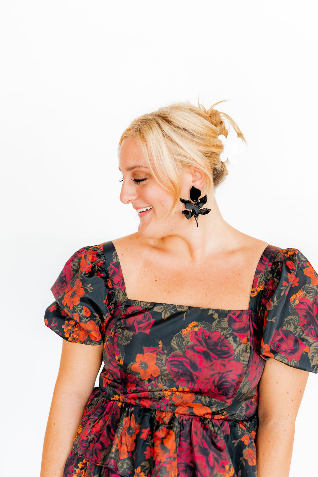 Flora Statement Earrings - True Black