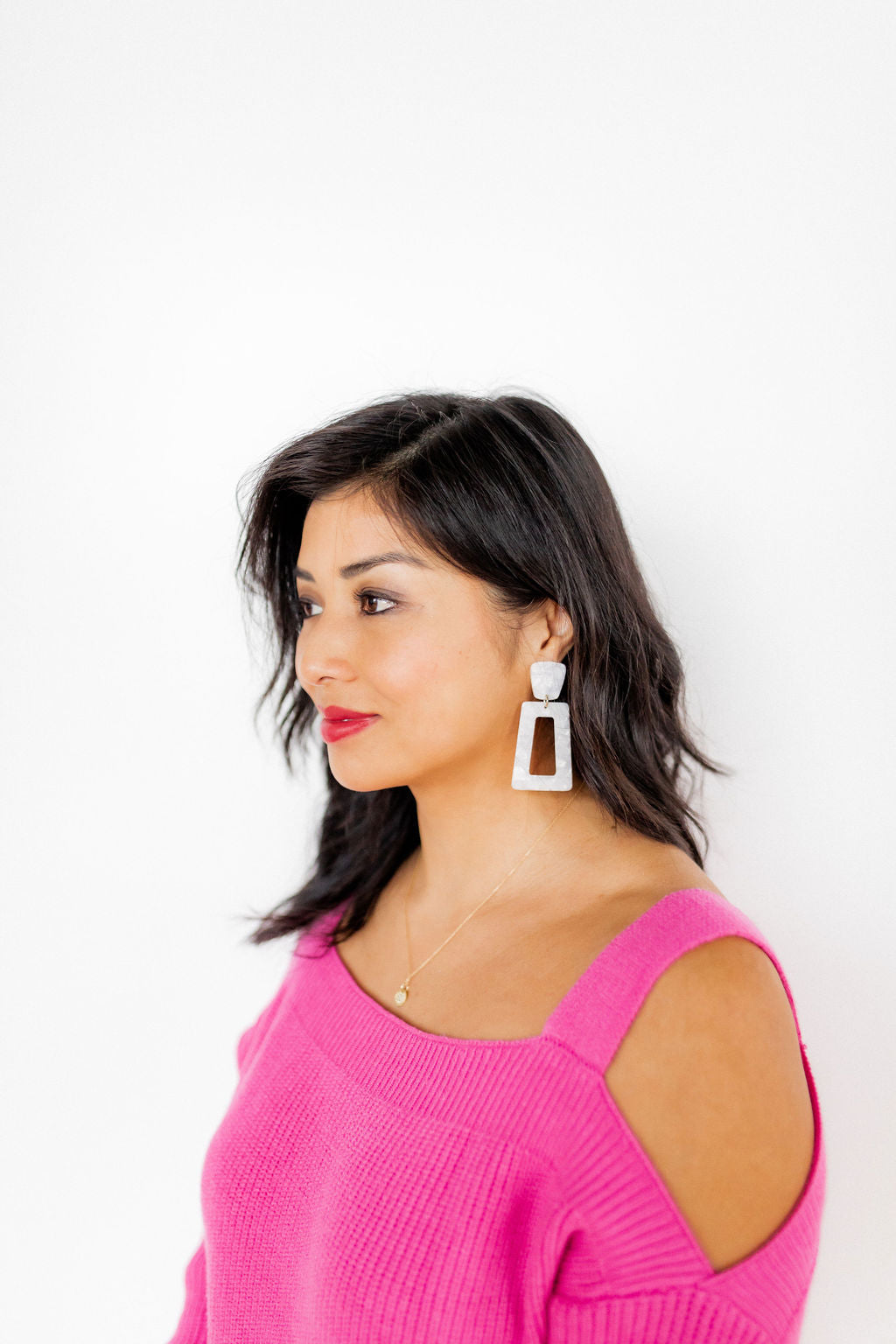 Kennedy Statement Earrings - Pearl White