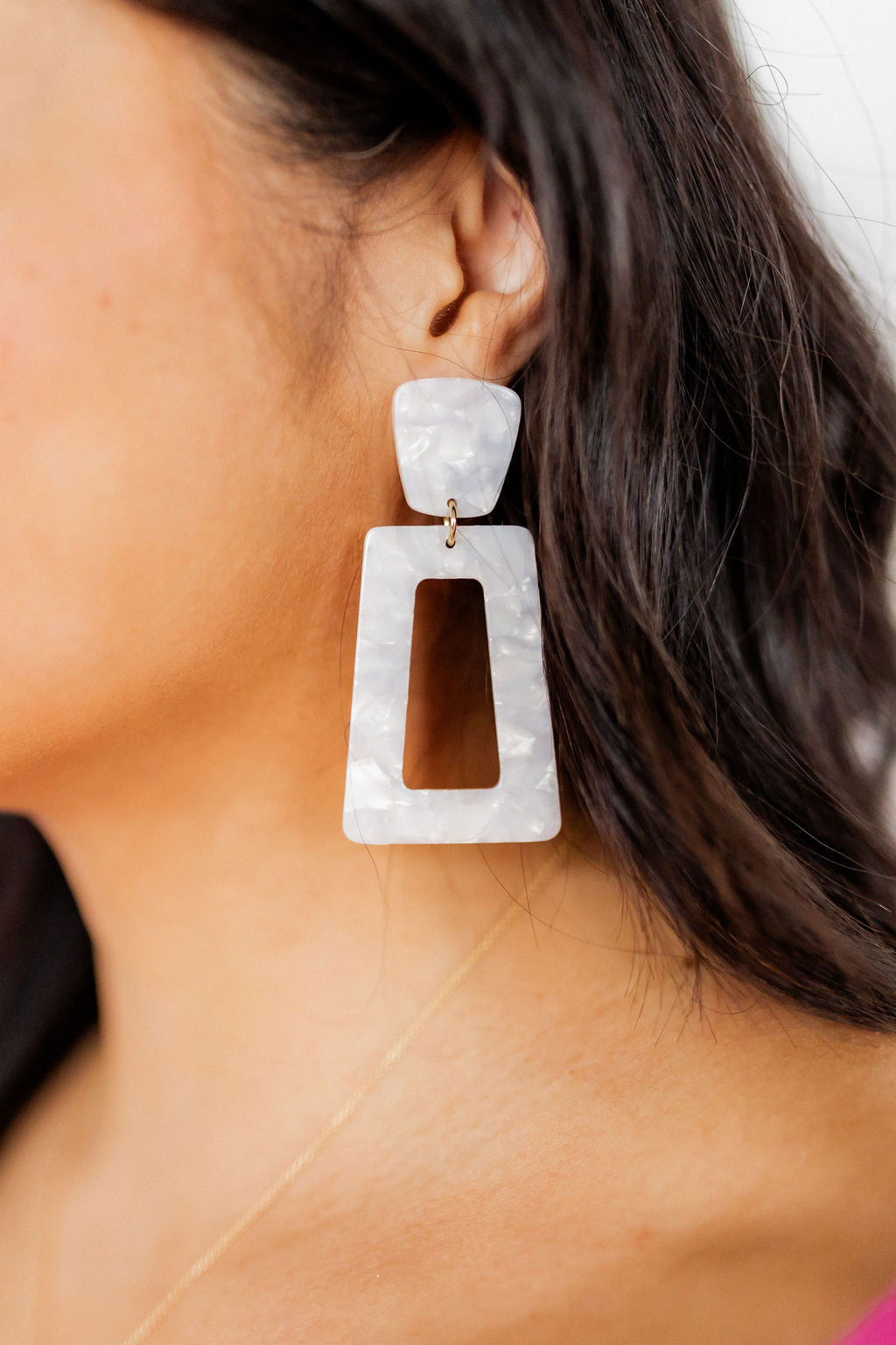 Kennedy Statement Earrings - Pearl White