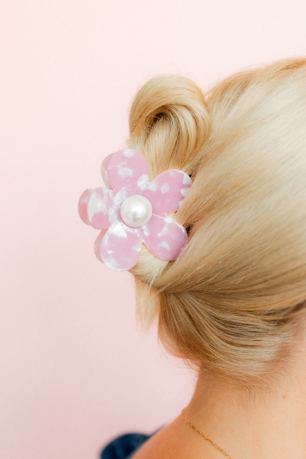 Hair Clip - Gigi Pink with Pearl Center