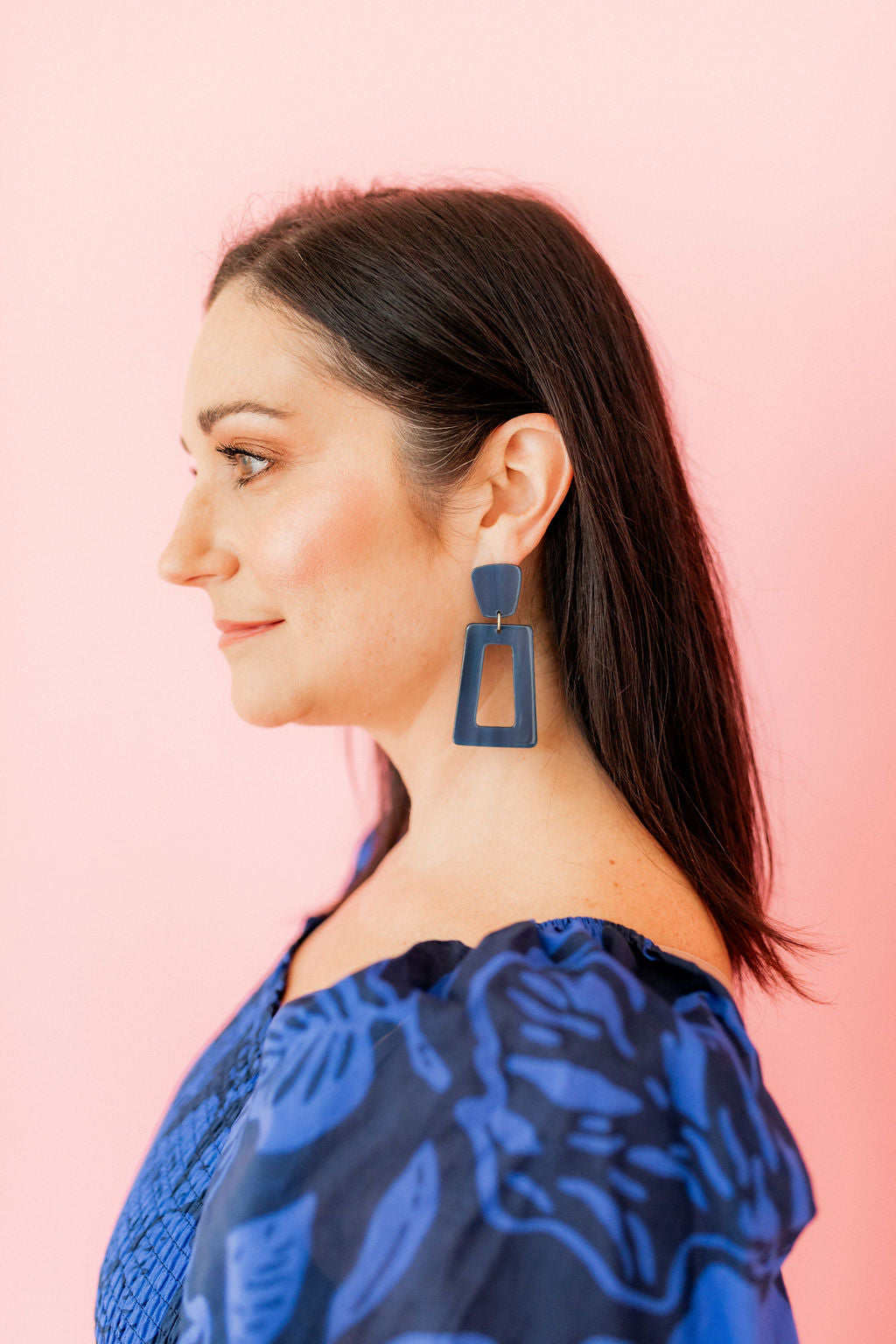 Kennedy Statement Earrings - Navy