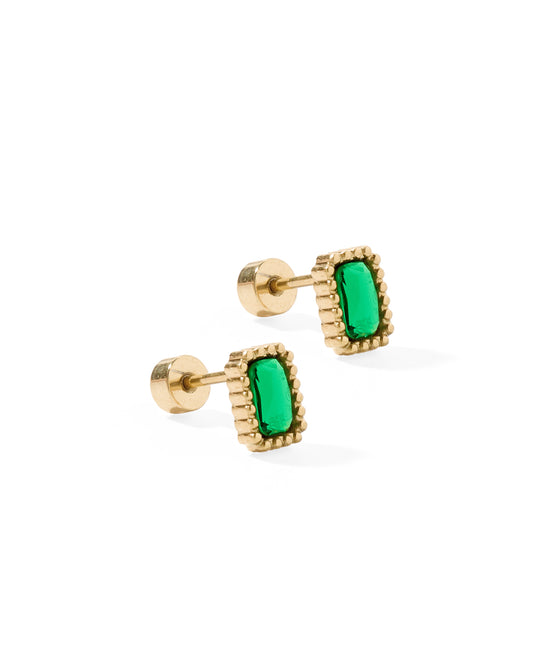 Screwback Stud Earrings - Madison Emerald