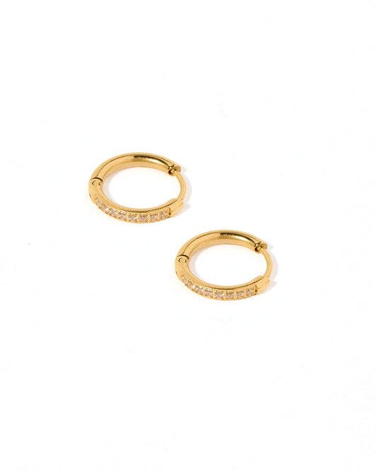 Huggie Earrings - Scarlett Hoop Gold 12mm CZ