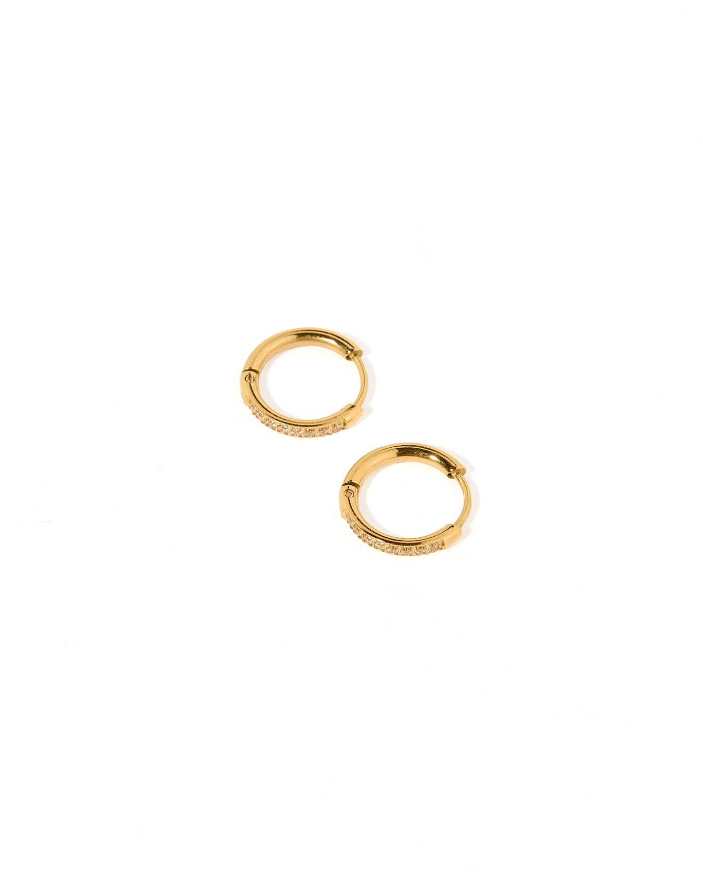 Huggie Earrings - Scarlett Hoop Gold 12mm CZ