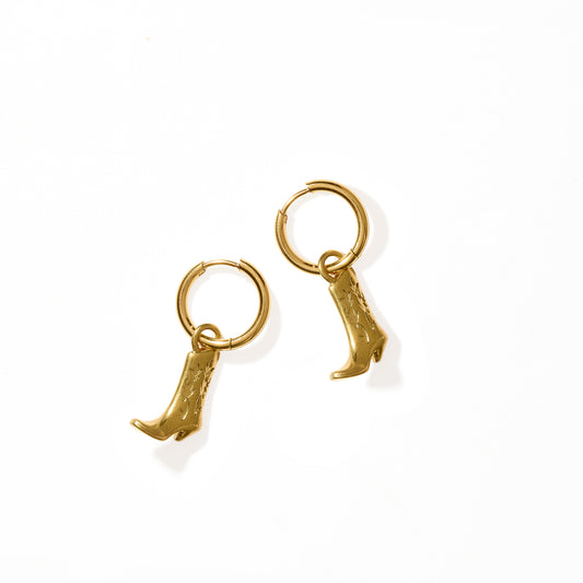 Huggie Charm Earrings - Luca Boot Gold