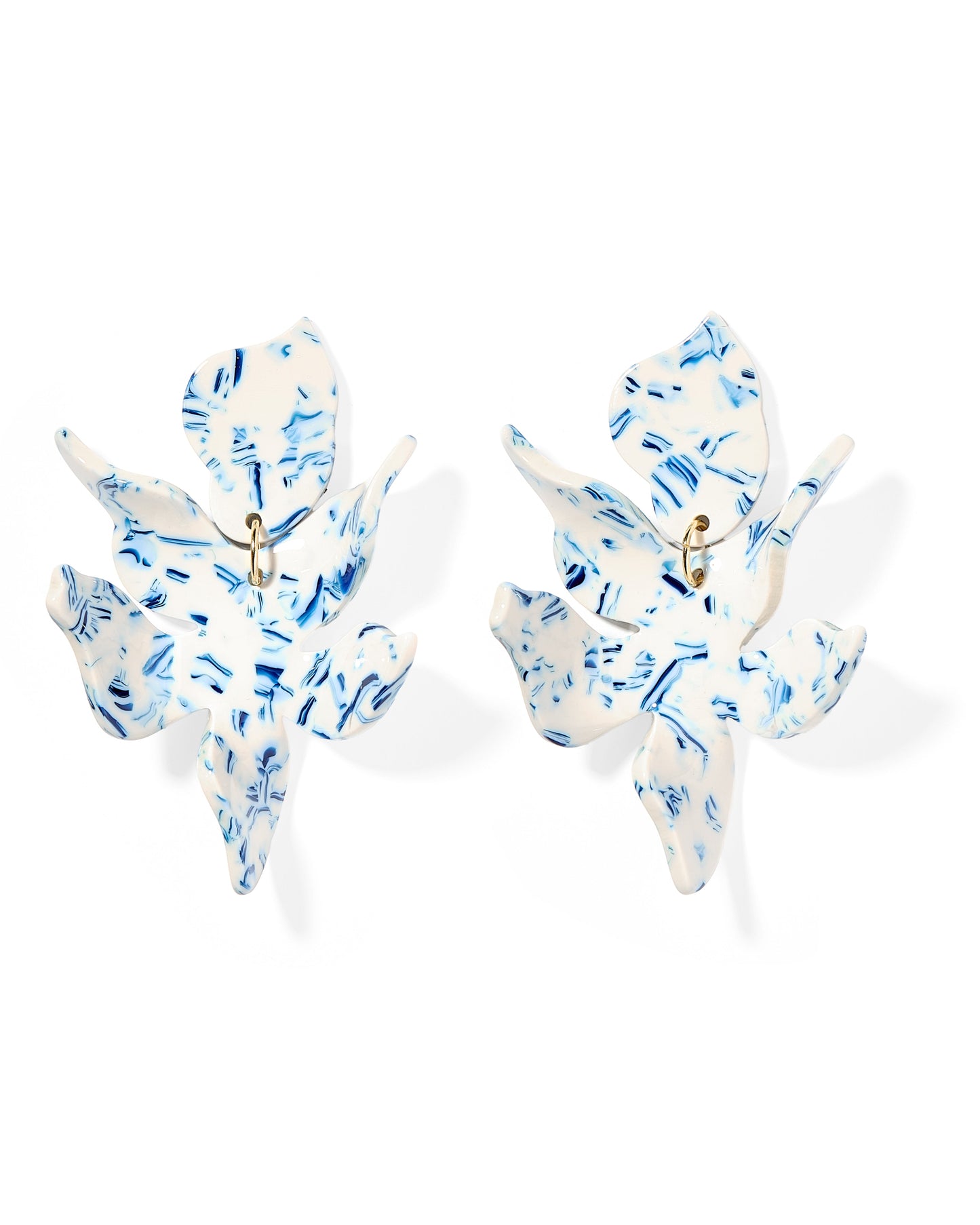 Flora Statement Earrings - Blue China