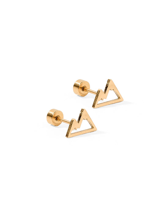 Screwback Stud Earrings - Rocky Gold