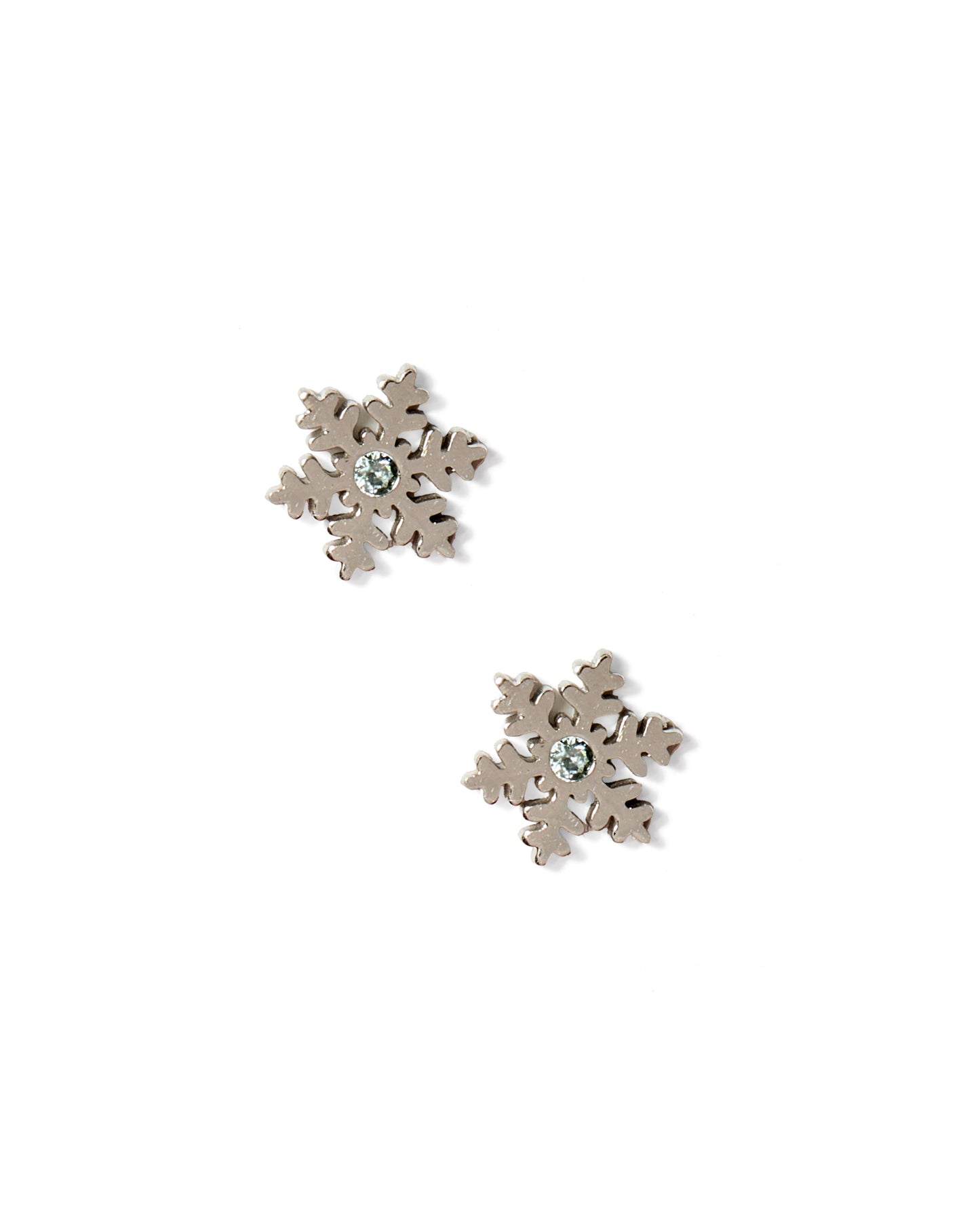 Screwback Stud Earrings - Snowflake - Silver