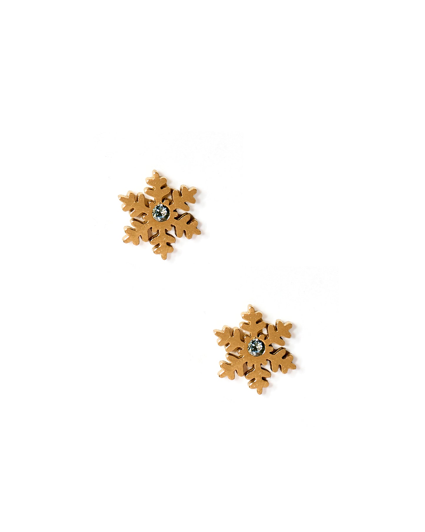 Screwback Stud Earrings - Snowflake - Gold