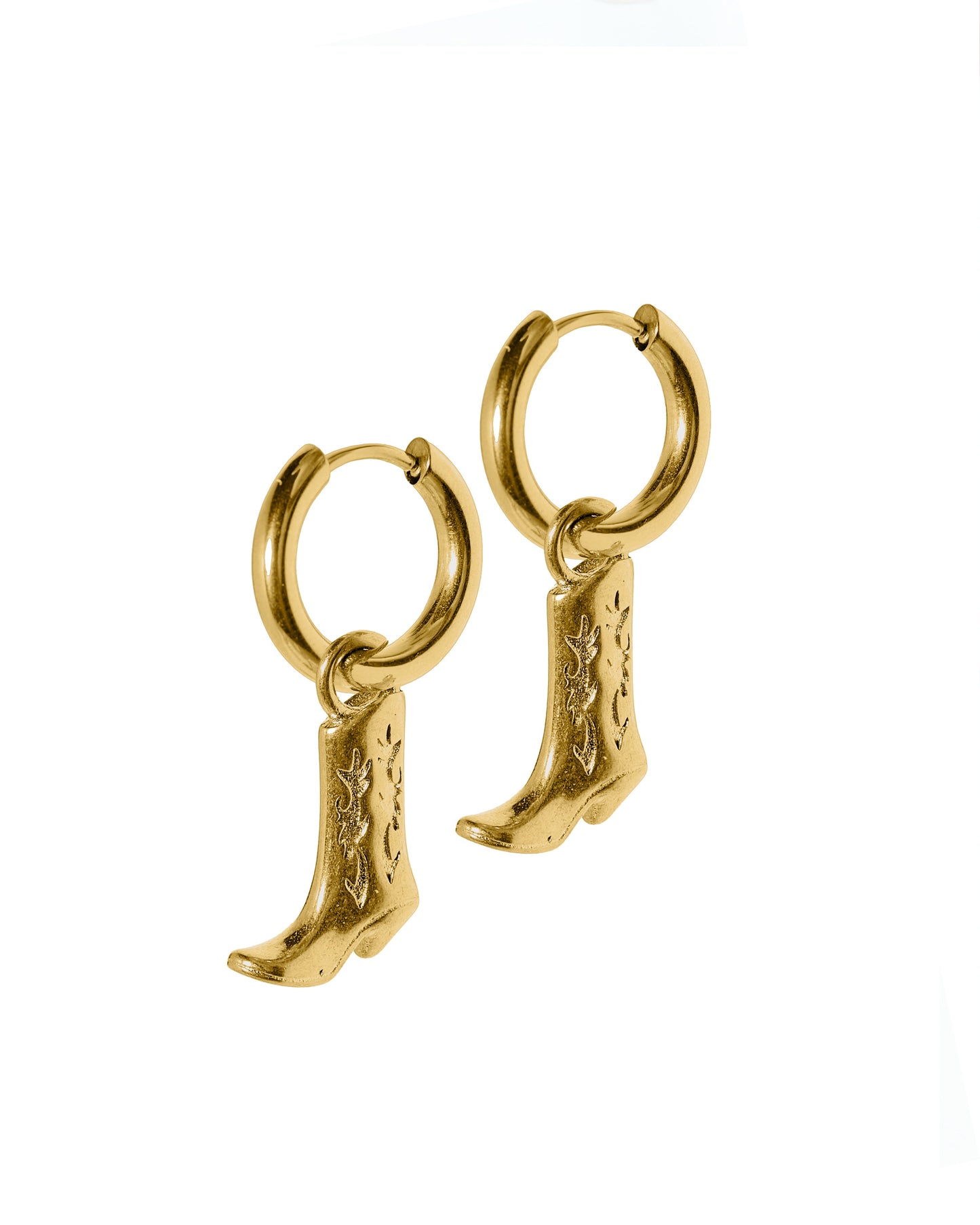 Huggie Charm Earrings - Luca Boot Gold