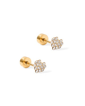 Screwback Stud Earrings - Leo Clear