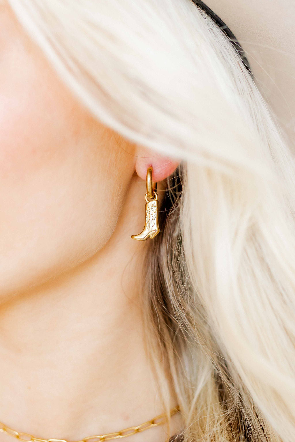 Huggie Charm Earrings - Luca Boot Gold