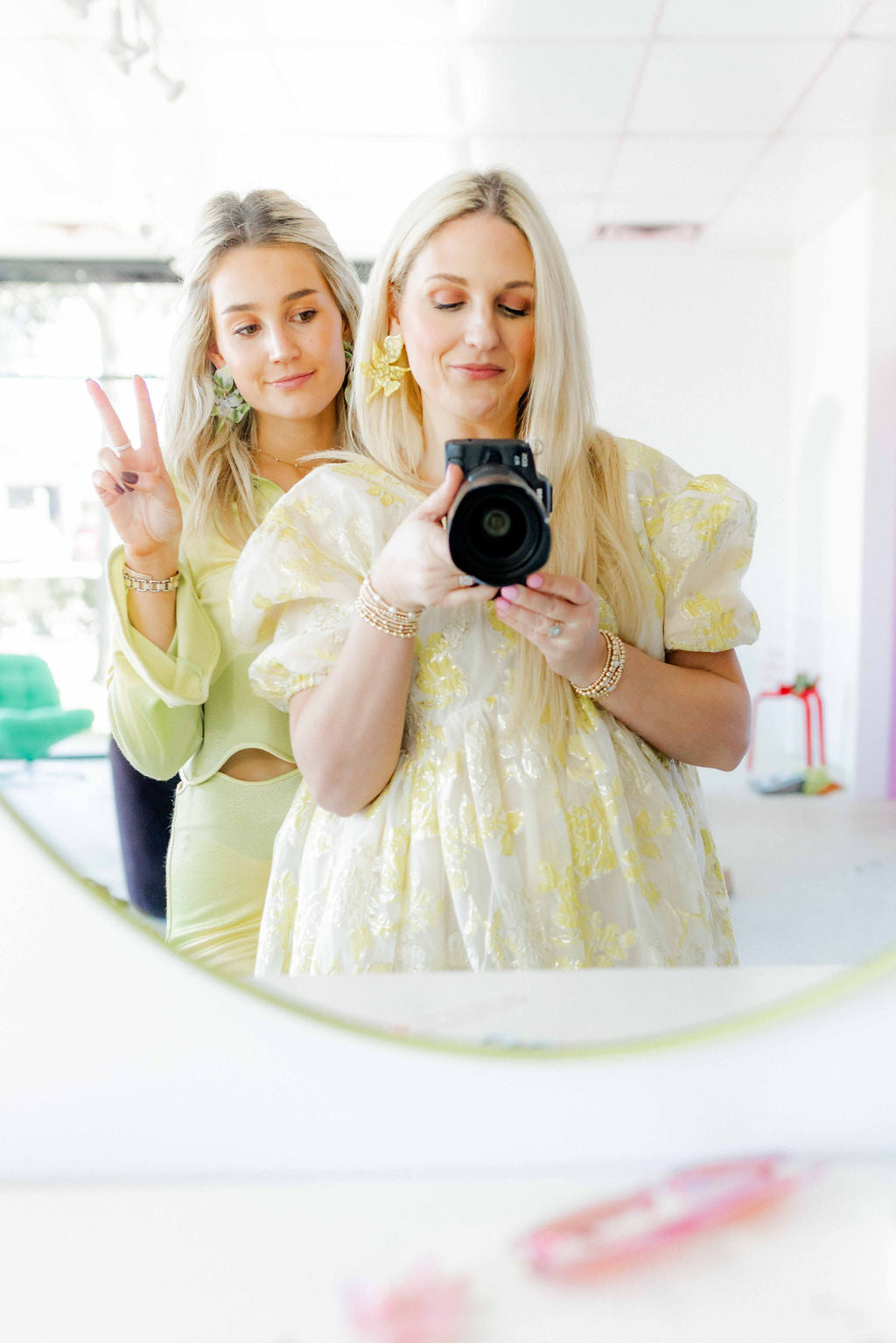 Flora Statement Earrings - Neon Yellow Clouds