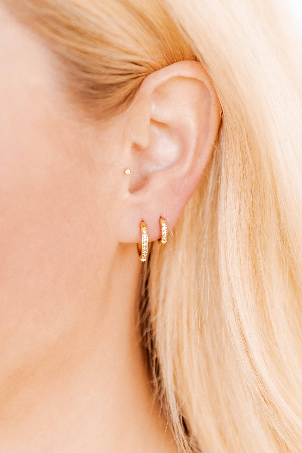 Huggie Earrings - Scarlett Hoop Gold 12mm CZ