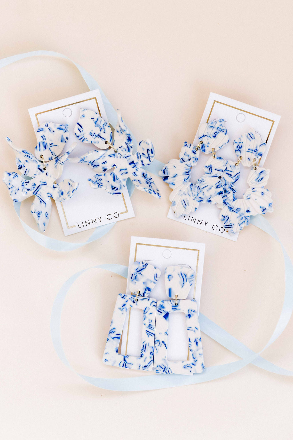 Flora Statement Earrings - Blue China