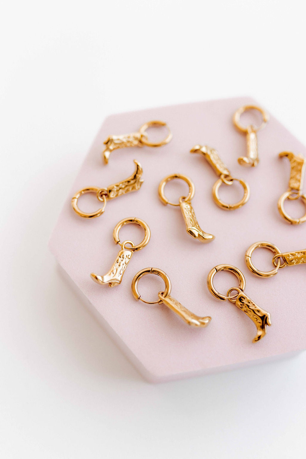 Huggie Charm Earrings - Luca Boot Gold