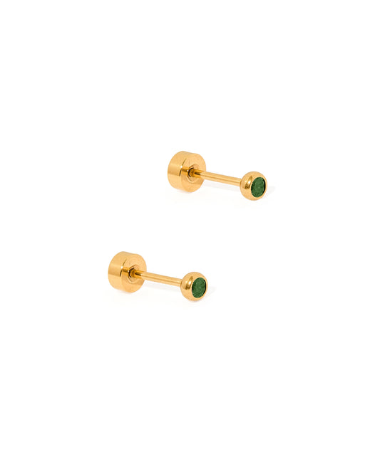 Screwback Stud Earrings - Cooper Emerald