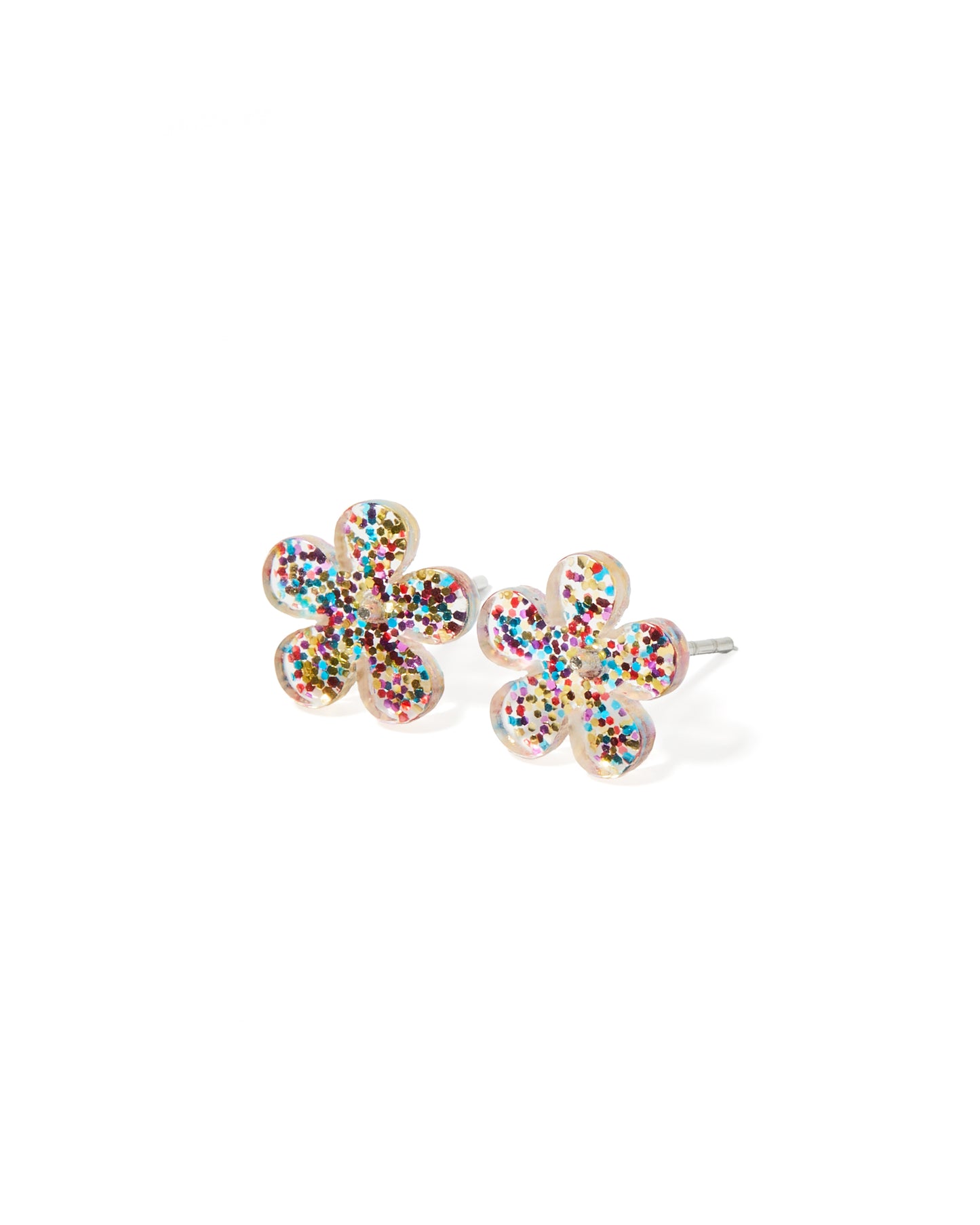 Jenna Stud Earrings - Flower Multi Glitter