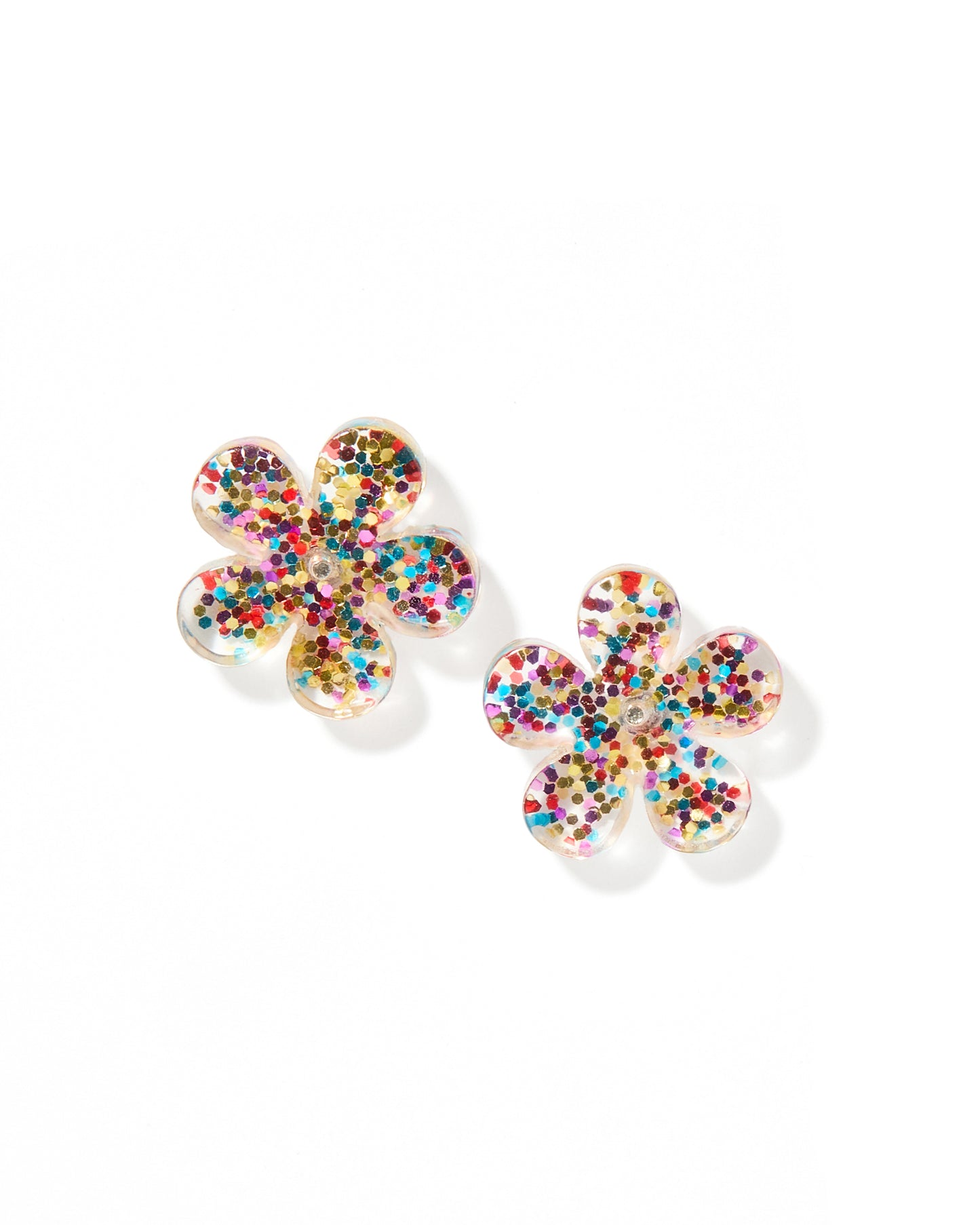 Jenna Stud Earrings - Flower Multi Glitter