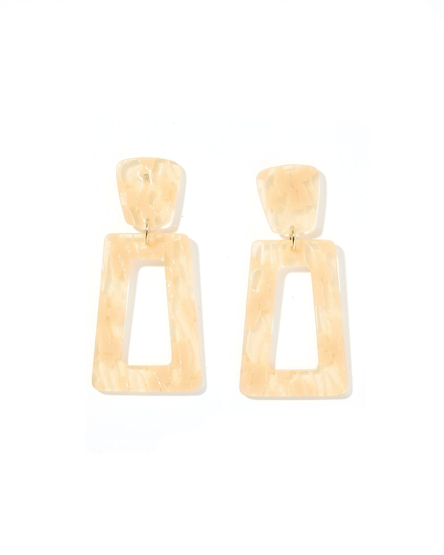 Kennedy Statement Earrings - Champagne Checkered