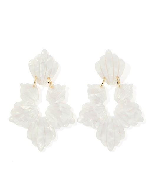 Michelle Statement Earrings - Pearl White