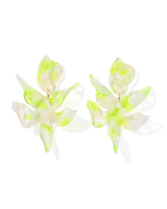 Flora Statement Earrings - Neon Yellow Clouds