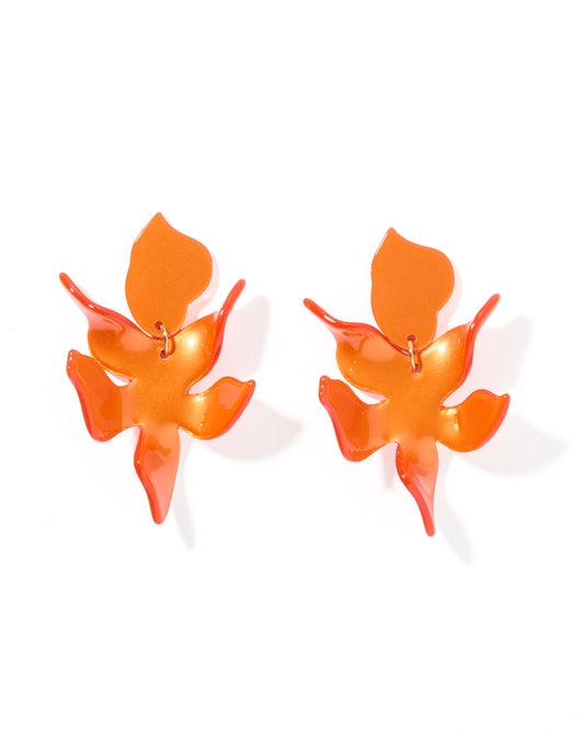 Flora Statement Earrings - Metallic Orange