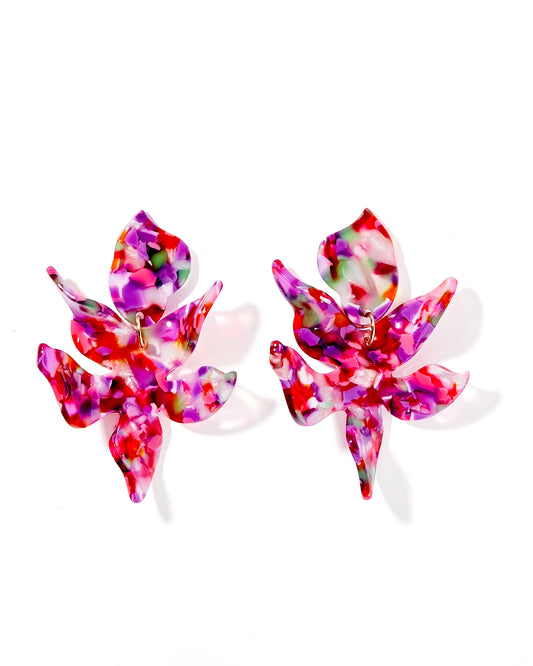 Flora Statement Earrings - Pink Multi