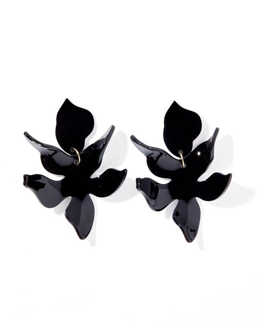 Flora Statement Earrings - True Black