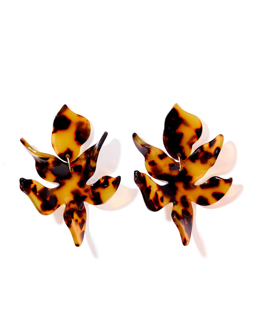 Flora Statement Earrings - Brown Tortoise