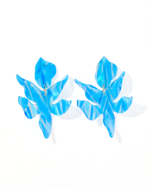 Flora Statement Earrings - Blue Iris