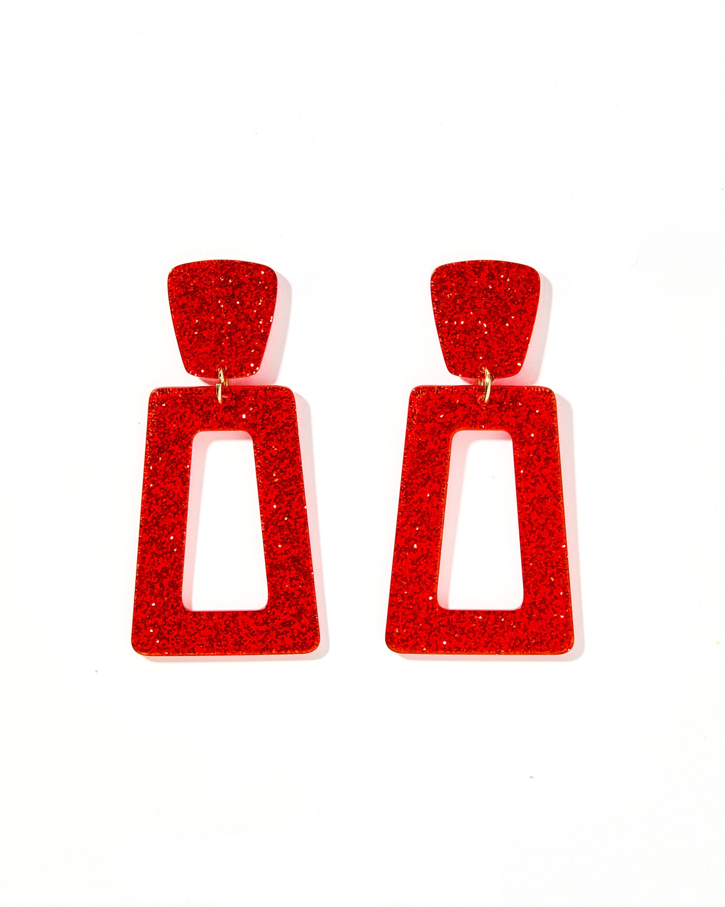 Kennedy Statement Earrings - Red Glitter