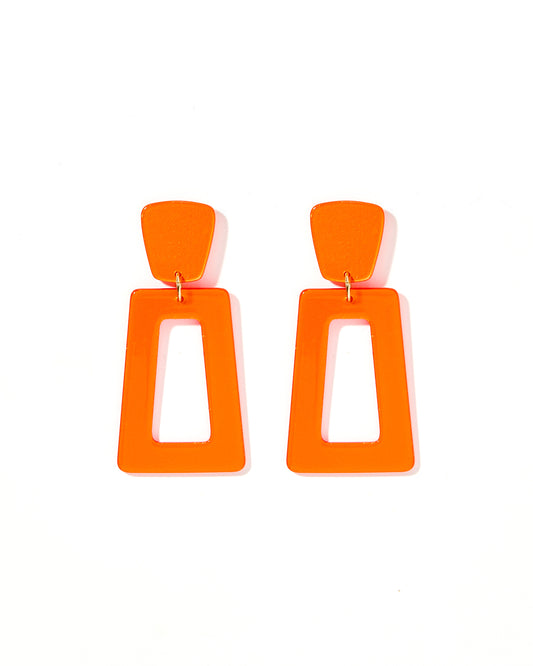 Kennedy Statement Earrings - Metallic Orange