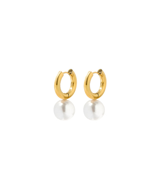 Huggie Charm Earrings - Ulla Pearl Gold